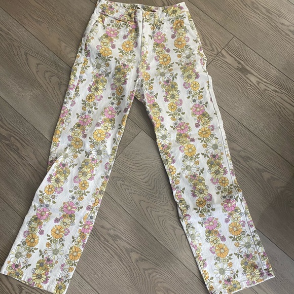 Baevely Denim - Floral Straight Leg Women's Jeans - Pink, Yellow, Green